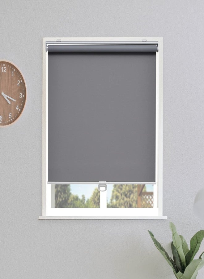 Sunoff Blackout Roller Shades Blinds Cordless for Windows Pull Down Room Darkening Door Blinds with Thermal Insulated Easy to Install for Living Room,Bedroom,Home,Office Bathroom Grey 34" W x 72" H - Image 1